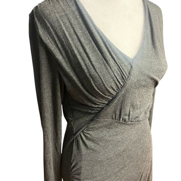 Laundry by Shelli Segal Ruched Fitted Long Sleeve Knit Dress Size M Gray Bodycon - Picture 4 of 8